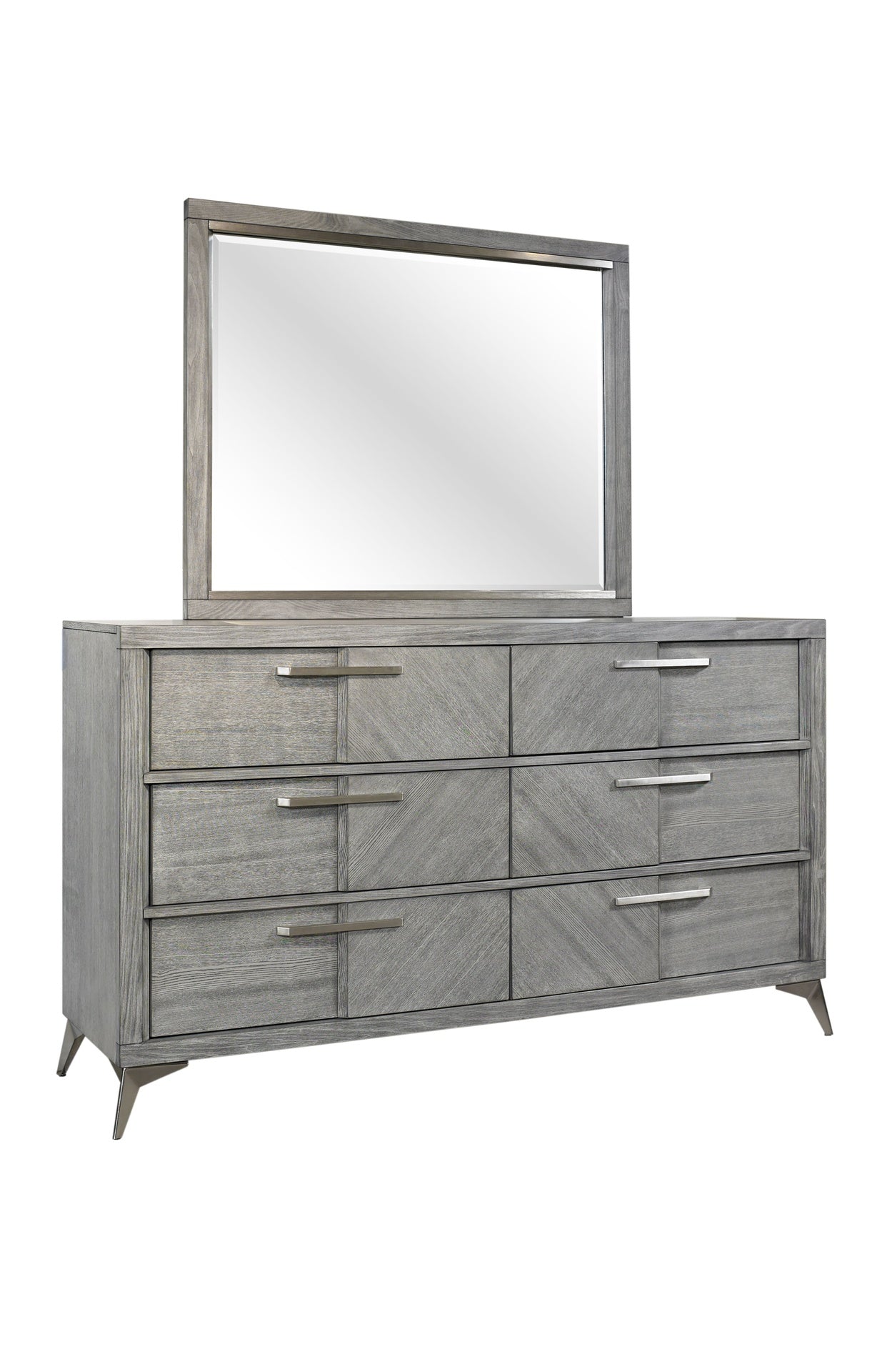 6 Drawer Dresser in Gray Book Matched Veneers
