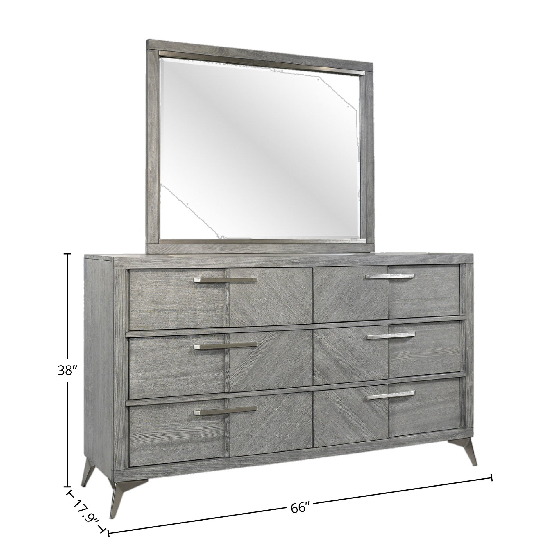 6 Drawer Dresser in Gray Book Matched Veneers