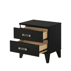 Contemporary Shiny Black Finish 2 Storage Drawer Nightstand Wooden Bedroom Furniture 1pc