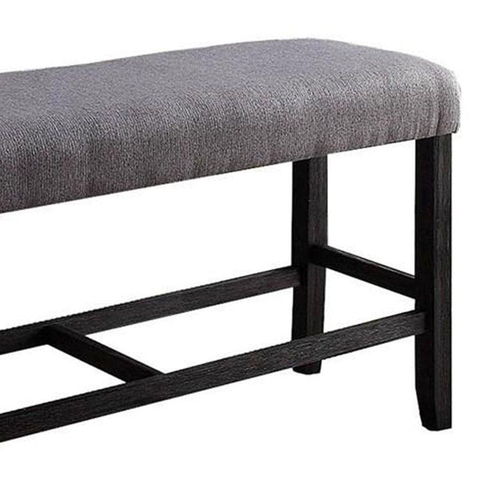 1pc Counter Height Bench Espresso Finish Wood Upholstered Padded Seat Apron Kitchen Dining Furniture Footrest Support