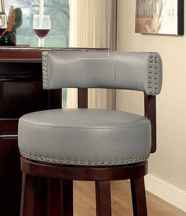 Bar Chairs 2pc 30" Supported On Rich Dark Wooden Legs The Fabric Padded Seats And Backrests Provide Comfortable Seating Dark Oak / Gray