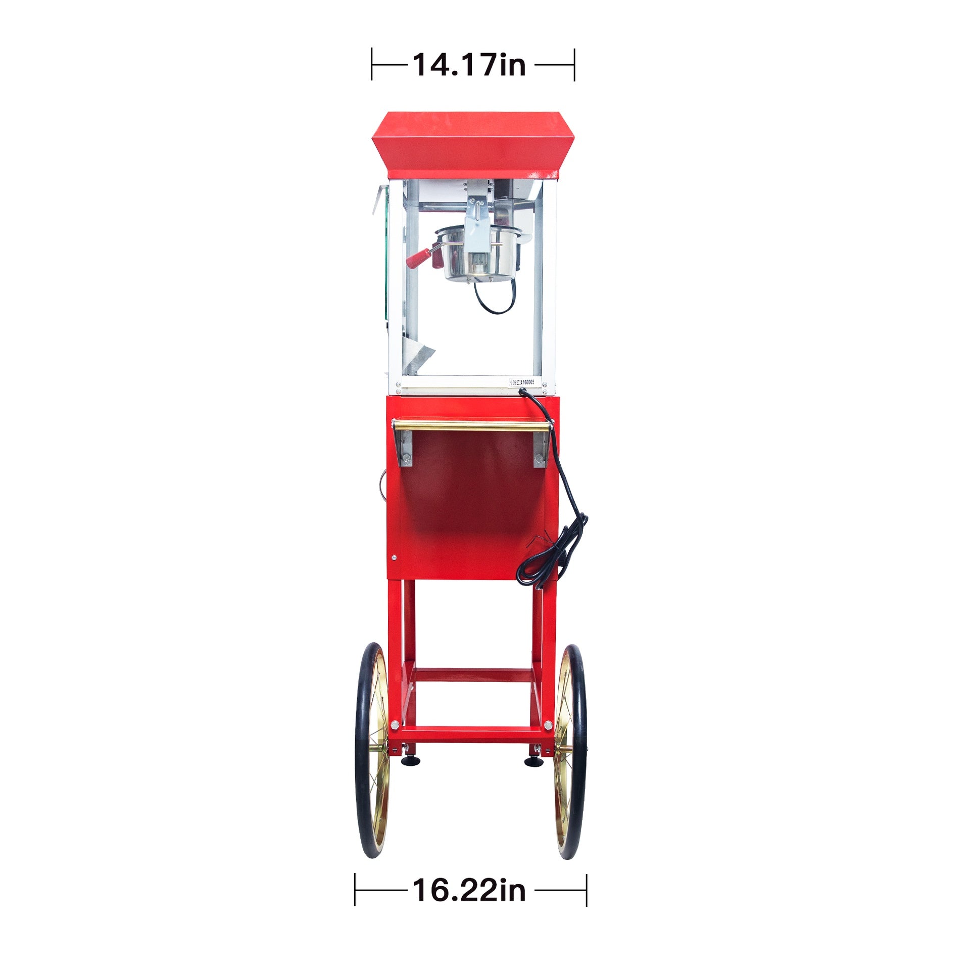 Popcorn Machine with Cart – 8oz Popper with Stainless-steel Kettle, Heated Warming Deck, and Old Maids Drawer,Red