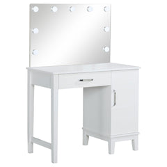Elijah White and Dark Grey Vanity Set with Lighting and Stool