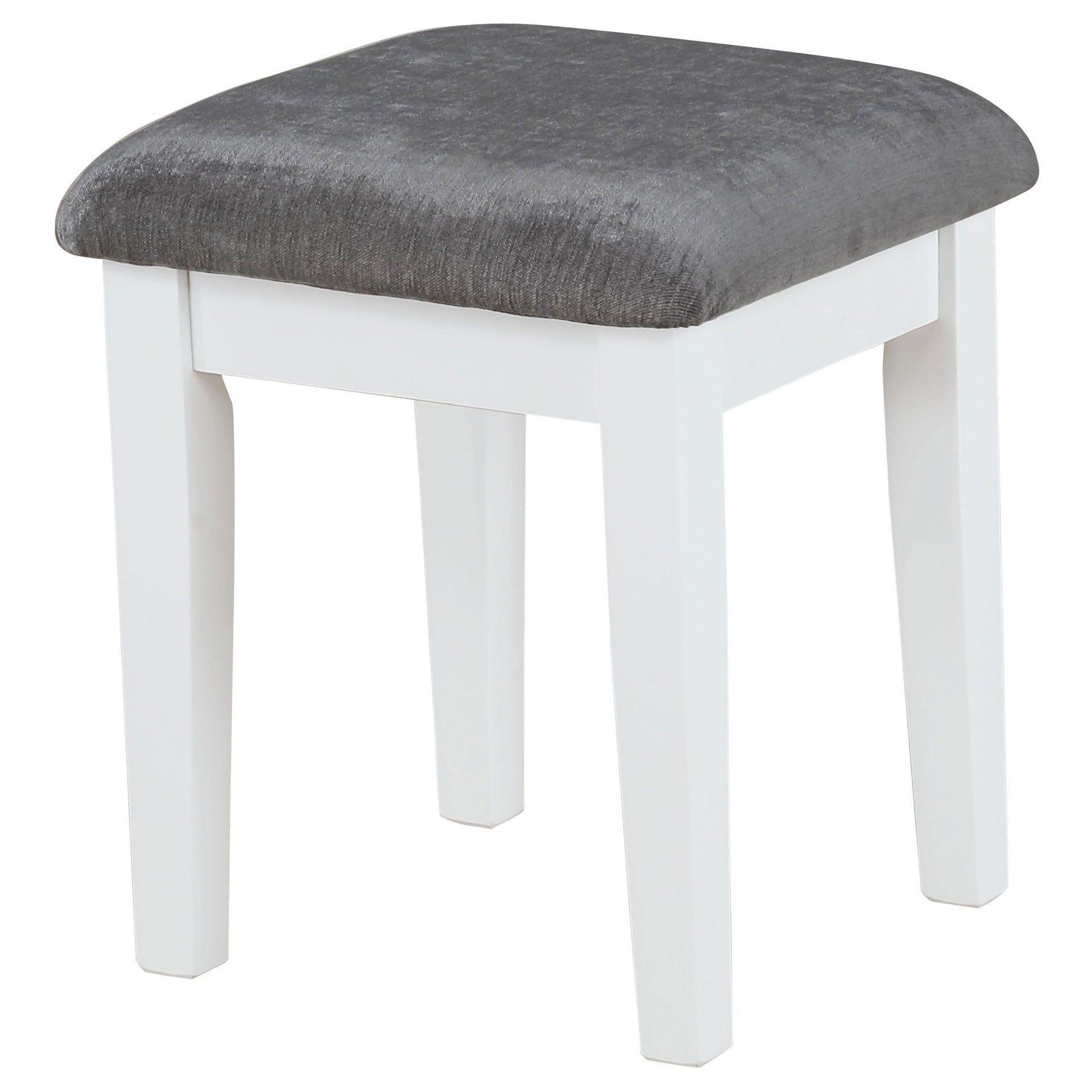Elijah White and Dark Grey Vanity Set with Lighting and Stool