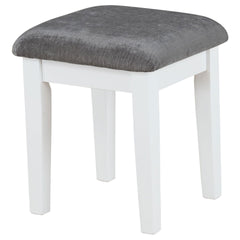 Elijah White and Dark Grey Vanity Set with Lighting and Stool