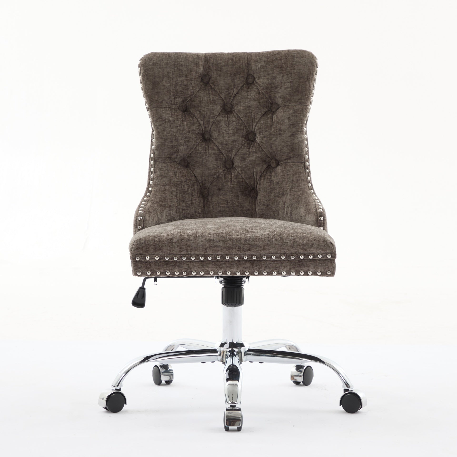 A&A Furniture Office Chair,Modern Chenille Upholstered Tufted Button Home Office Chair with Chrome Metal Base,Adjustable Desk Chair Swivel Office Chair (Gray)