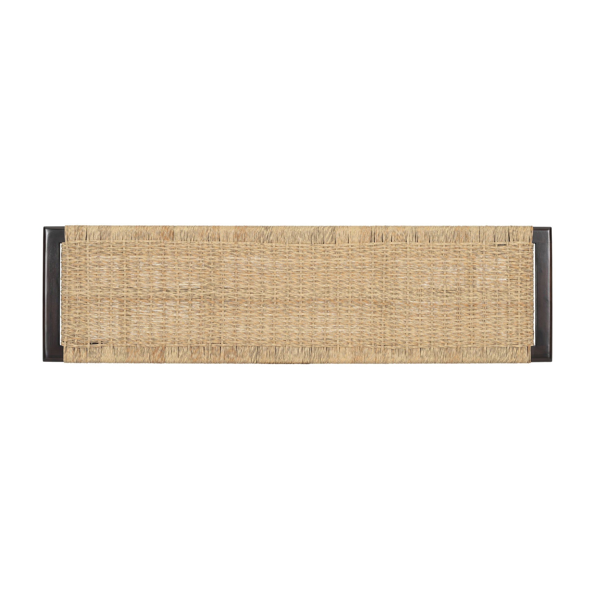 Farmhouse Modern Solid Wood Rattan Bench - 59 Inch Indoor & Covered Outdoor Bench Walnut  Finish Multi-Functional Design