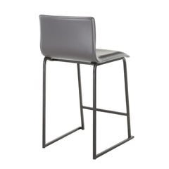 Mara 26" Contemporary Counter Stool in Black Metal and Grey Faux Leather by LumiSource - Set of 2