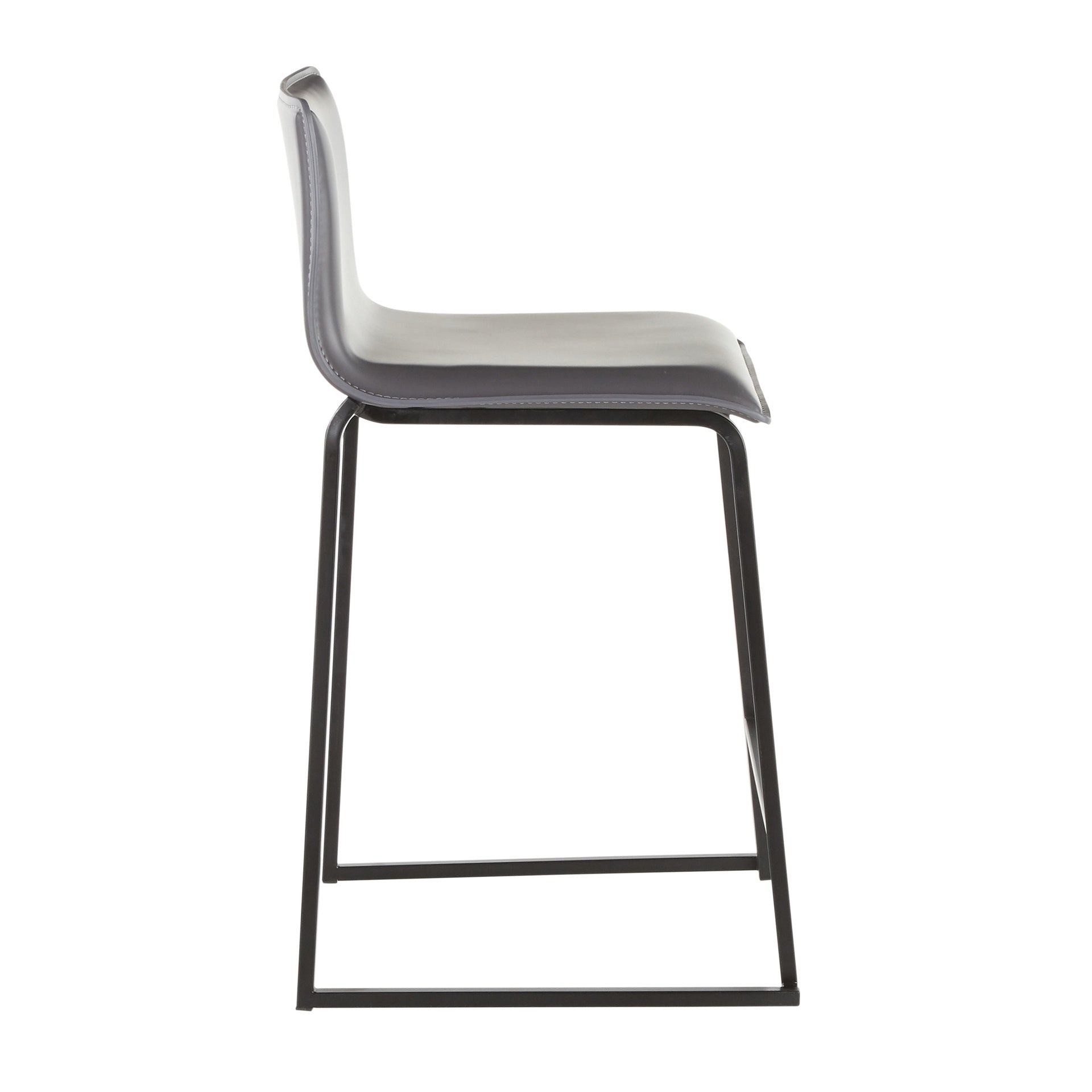 Mara 26" Contemporary Counter Stool in Black Metal and Grey Faux Leather by LumiSource - Set of 2