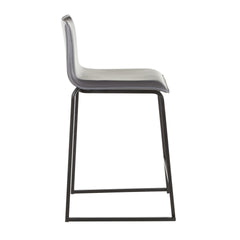 Mara 26" Contemporary Counter Stool in Black Metal and Grey Faux Leather by LumiSource - Set of 2