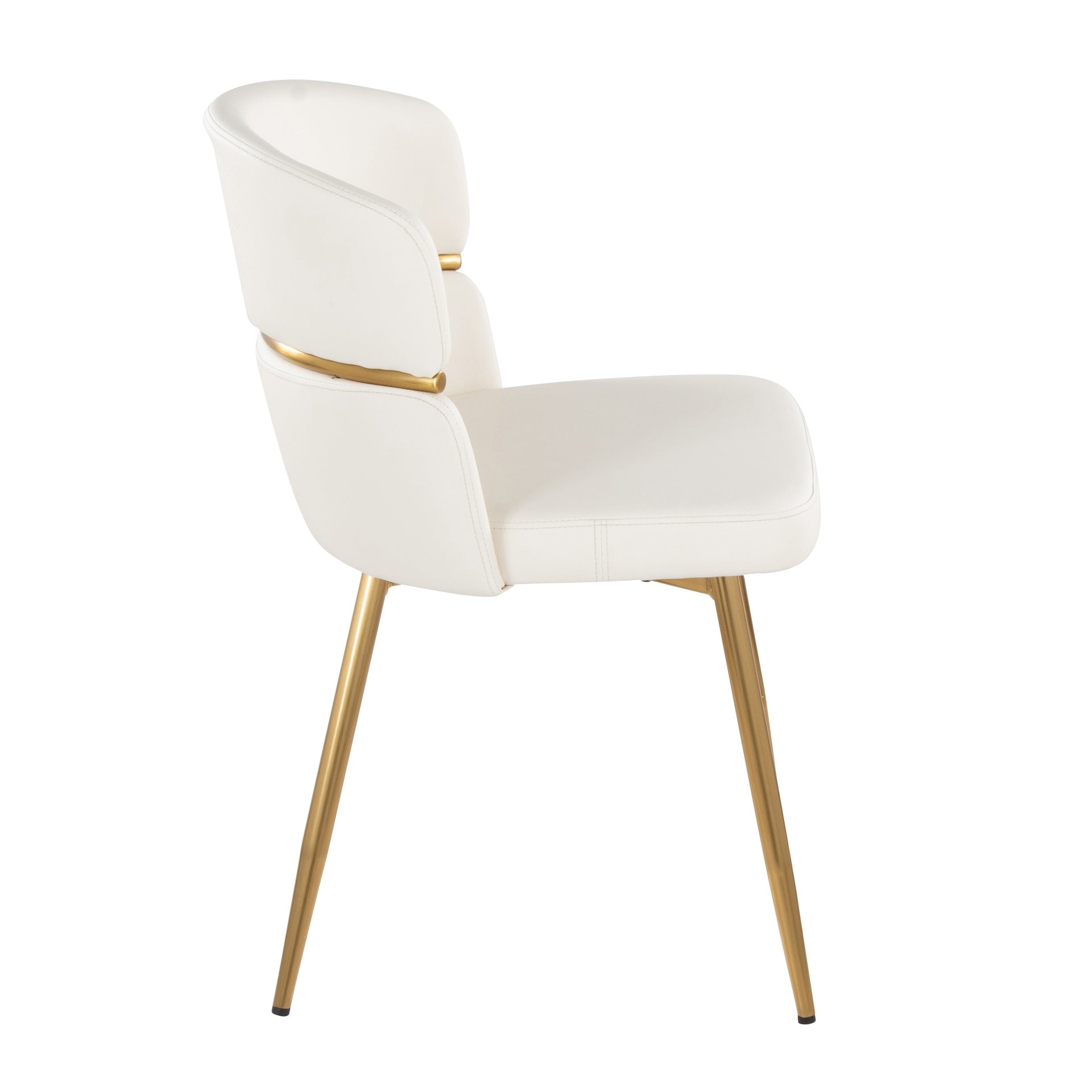 Cinch Glam/Art Deco Dining Chair in Gold Metal and White Faux Leather by LumiSource - Set of 2