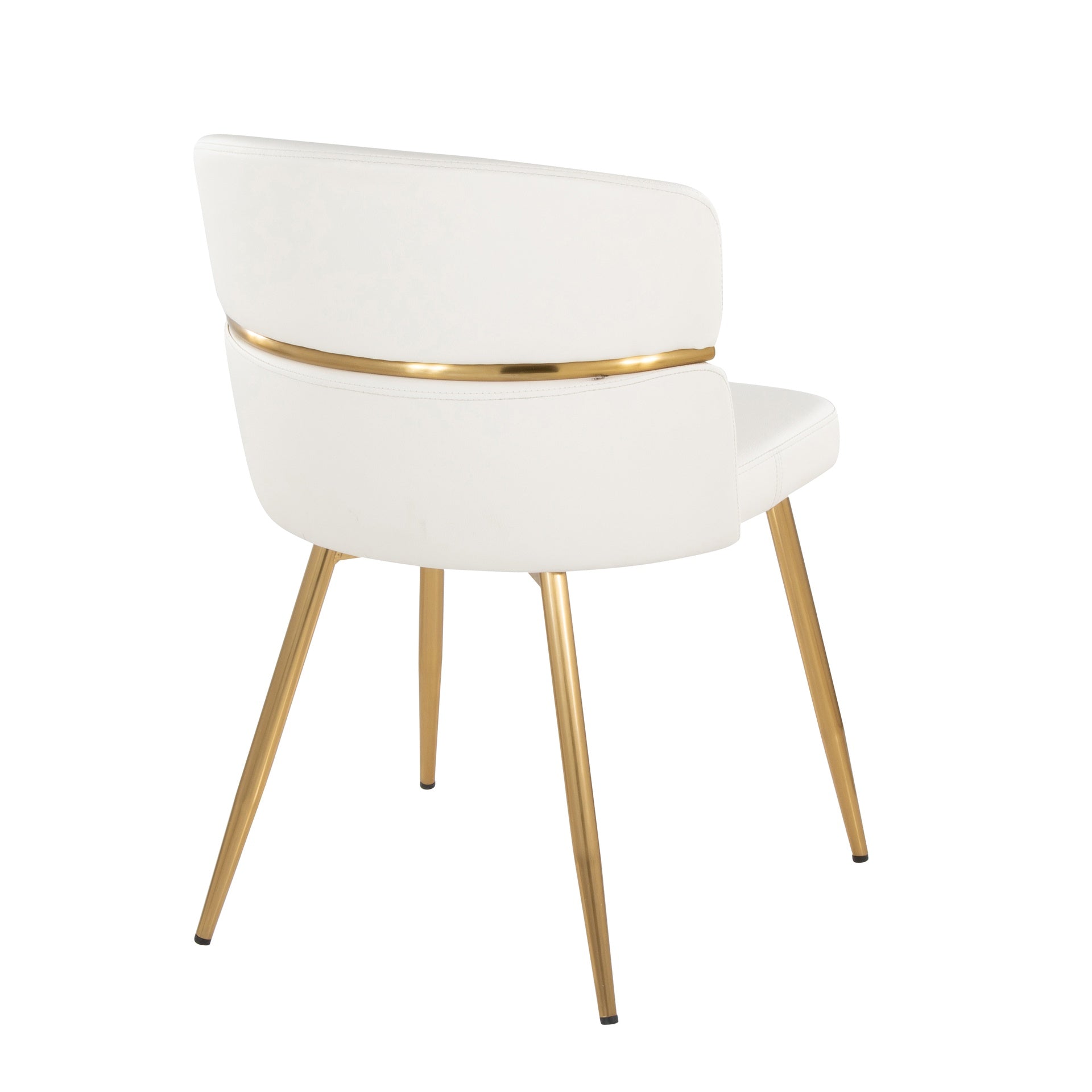 Cinch Glam/Art Deco Dining Chair in Gold Metal and White Faux Leather by LumiSource - Set of 2