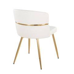 Cinch Glam/Art Deco Dining Chair in Gold Metal and White Faux Leather by LumiSource - Set of 2