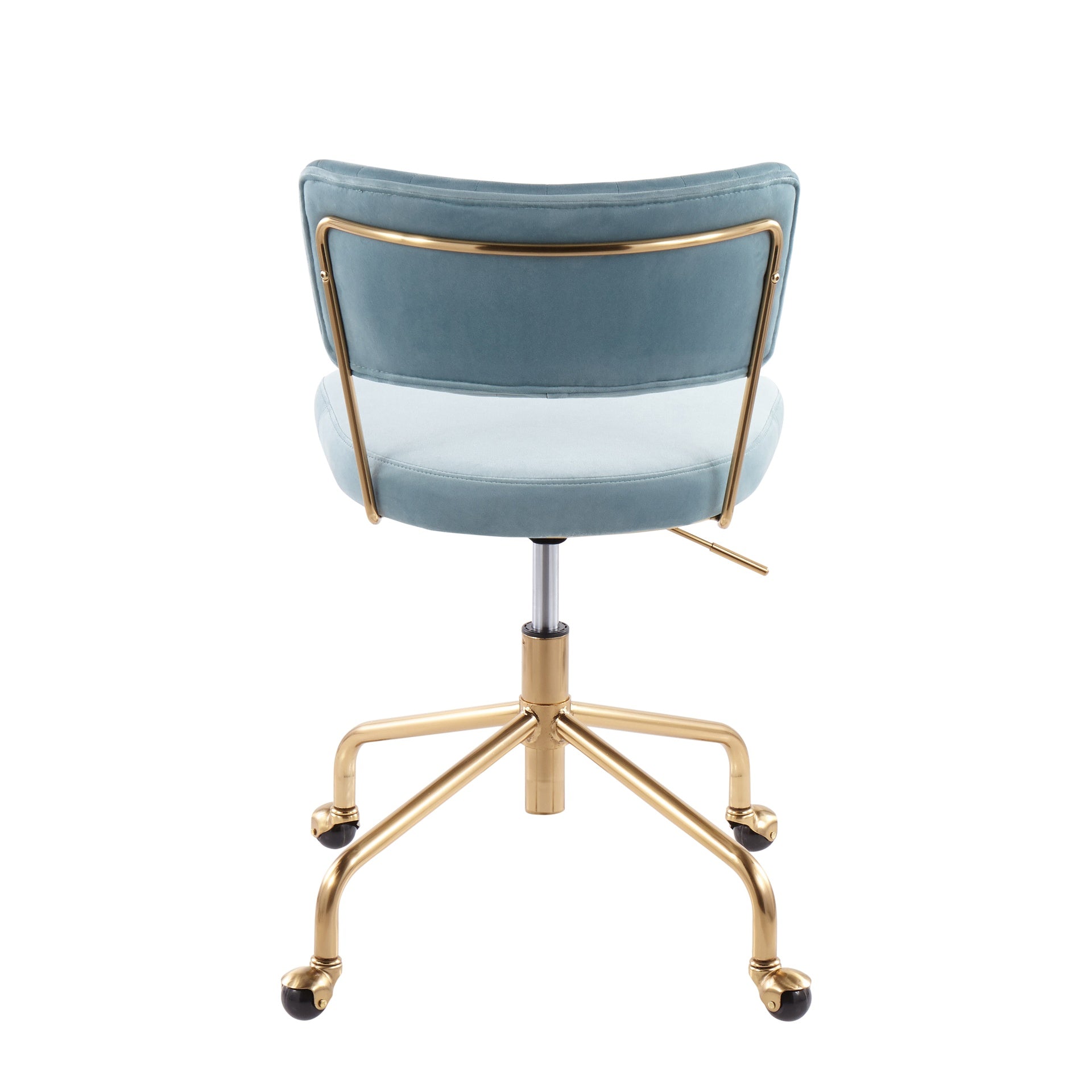 Tania Contemporary Task Chair in Gold Metal and Light Blue Velvet by LumiSource