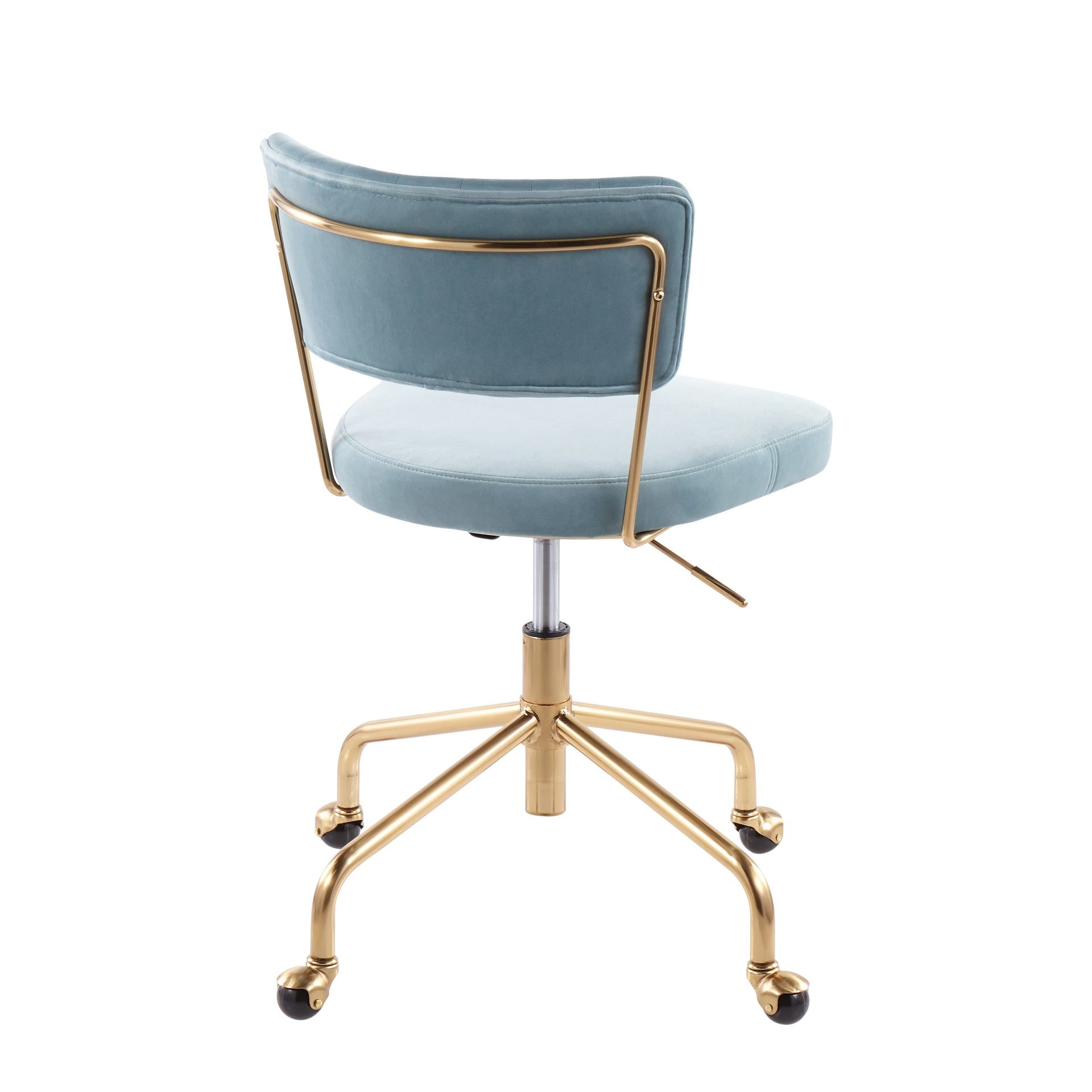 Tania Contemporary Task Chair in Gold Metal and Light Blue Velvet by LumiSource