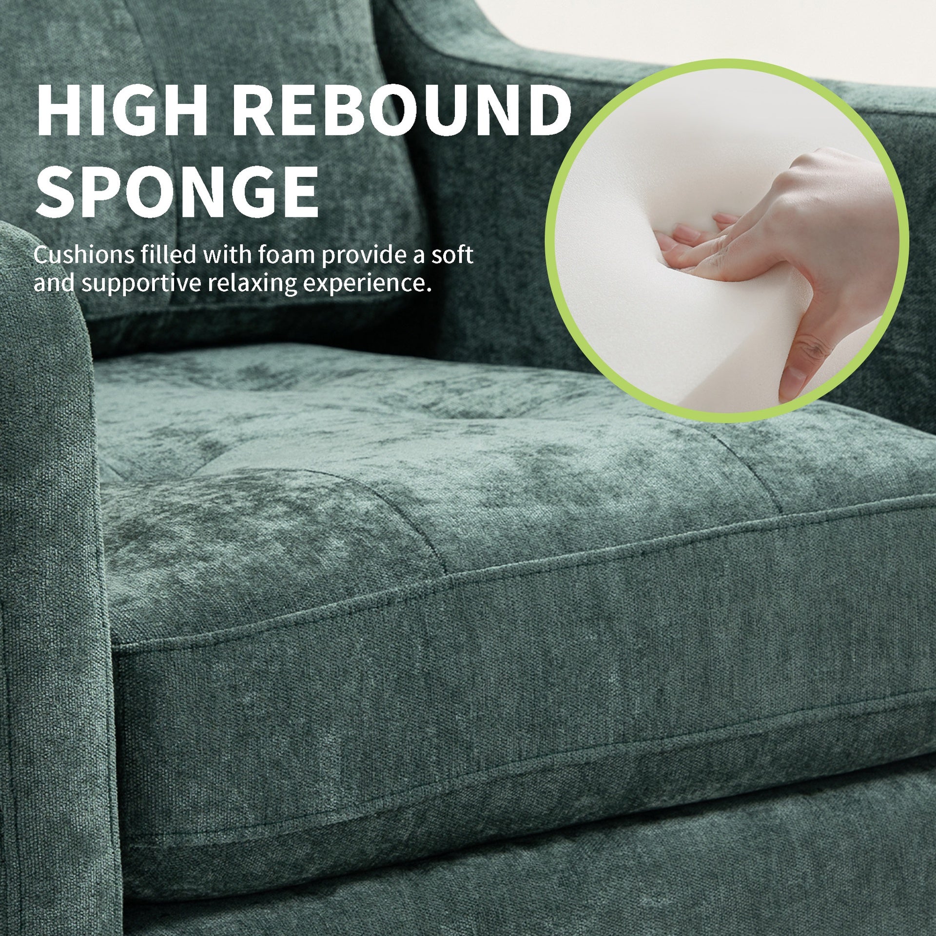 Accent Comfy Chenille Chair w/USB charging port,Mid+,Soft+,High-support Rebound Sponge,Ergonomic Wide Backrest,Retro Wooden Legs, Comfy Upholstered Arm Chair w/Side Storage for Living Room Bedroom.