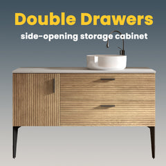 Emilia 48" Striped Natural Oak Bathroom Vanity with Sink, without drainage and faucet, Freestanding Bathroom Cabinet for Modern Bathroom, KD