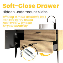 Emilia 48" Striped Natural Oak Bathroom Vanity with Sink, without drainage and faucet, Freestanding Bathroom Cabinet for Modern Bathroom, KD