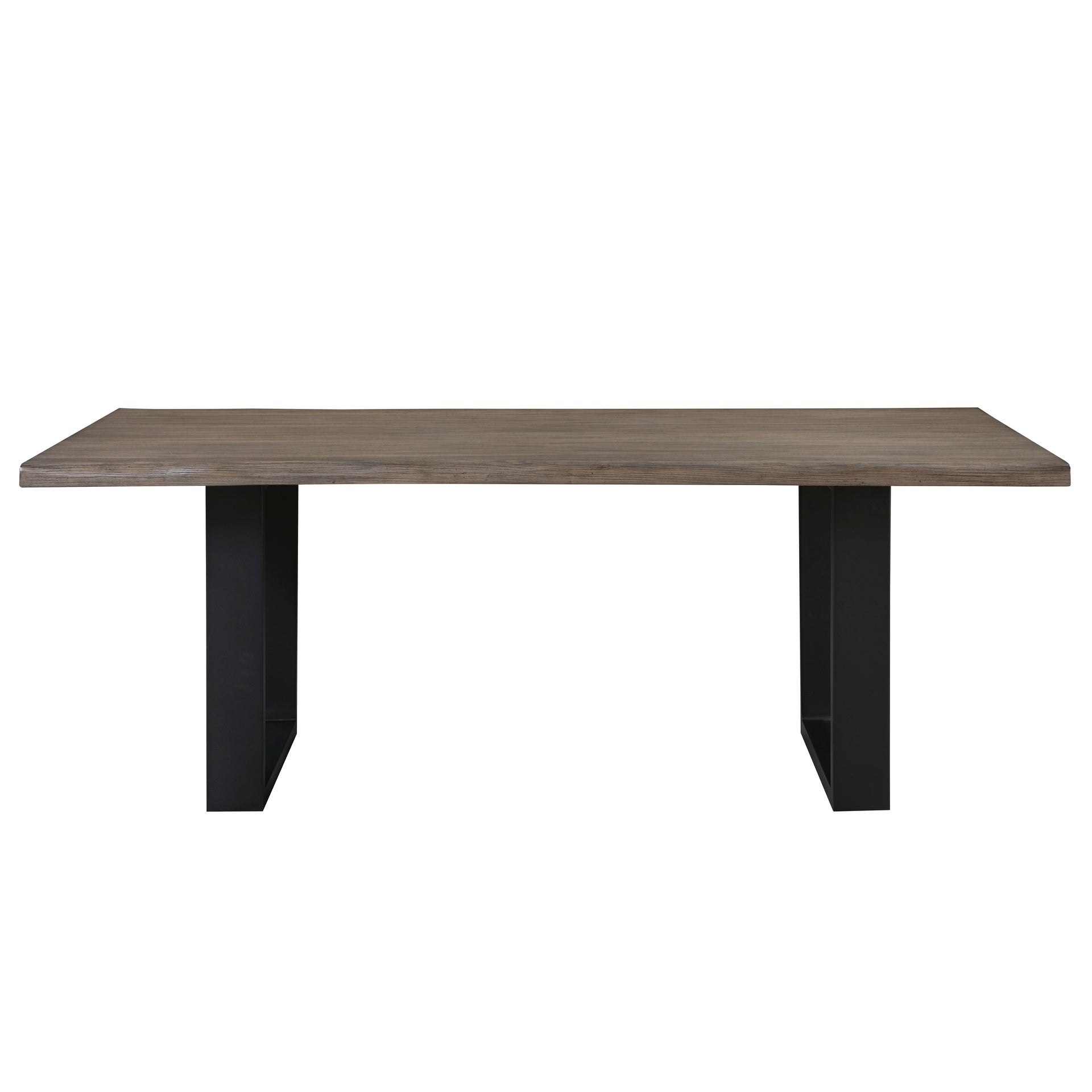 Modern Contemporary 7pc Dining Set Black Metal Base Table and 6x Side Chairs Cream Fabric Upholstered Furniture