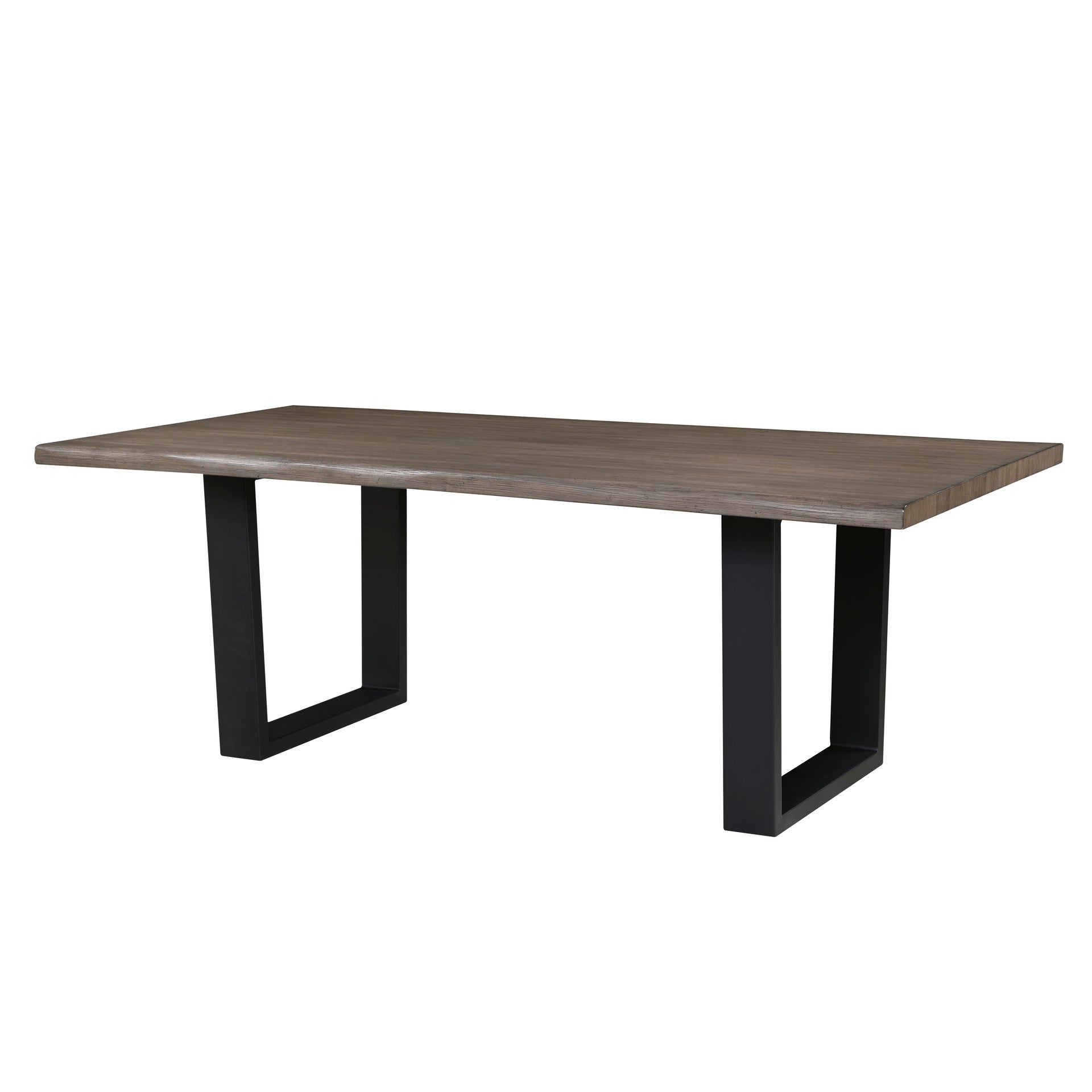 Modern Contemporary 7pc Dining Set Black Metal Base Table and 6x Side Chairs Cream Fabric Upholstered Furniture