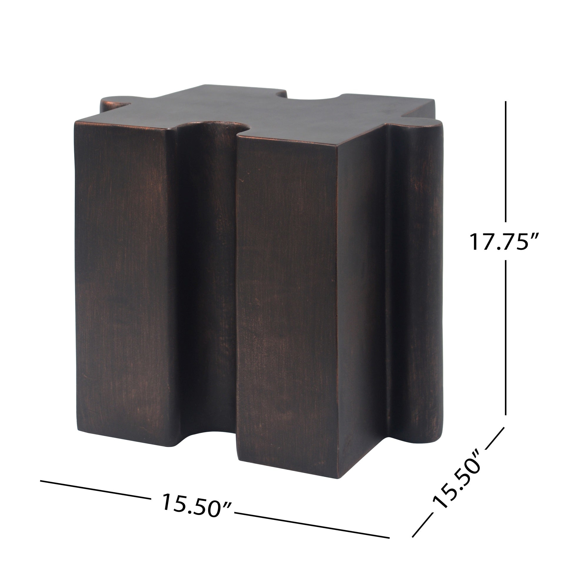 2-Piece Artistic Puzzle Table Set,Modular MGO Side Tables with Interlocking Design (1 Convex & 1 Concave), 200lb Capacity for Indoor & Outdoor, Antique Copper Color