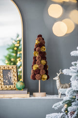 6.7x6.7x20" Tree Christmas Table Decor, Coffee Multi