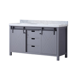 Dark Grey Double Bath Vanity 60 in. W x 22 in. D, with Carrara Marble Countertop