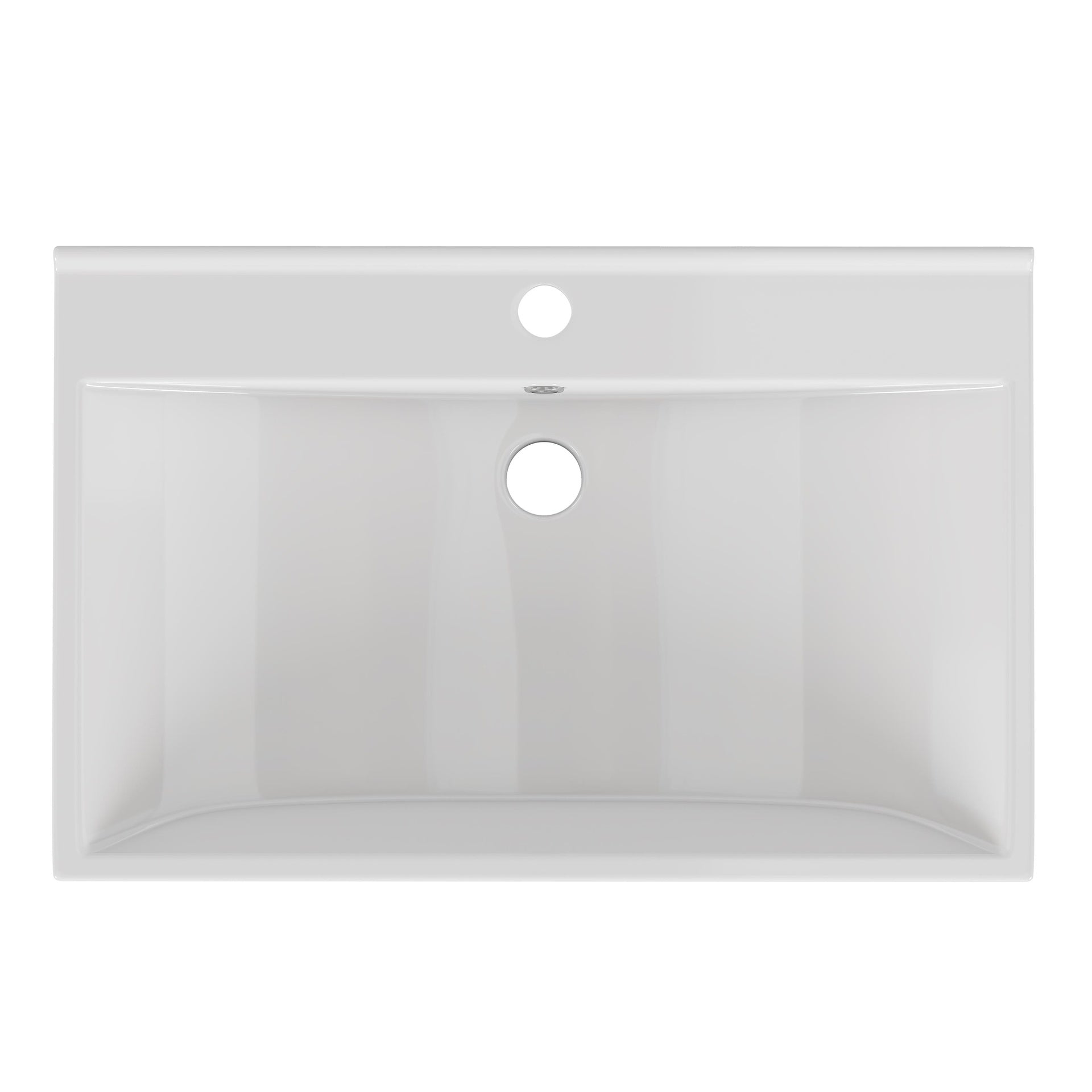24 Inch Bathroom Vanity Sink Top,Ceramic Basin,2.6-inch Thickened Ceramic Basin,Does Not Include Faucet and Drain,Glossy White