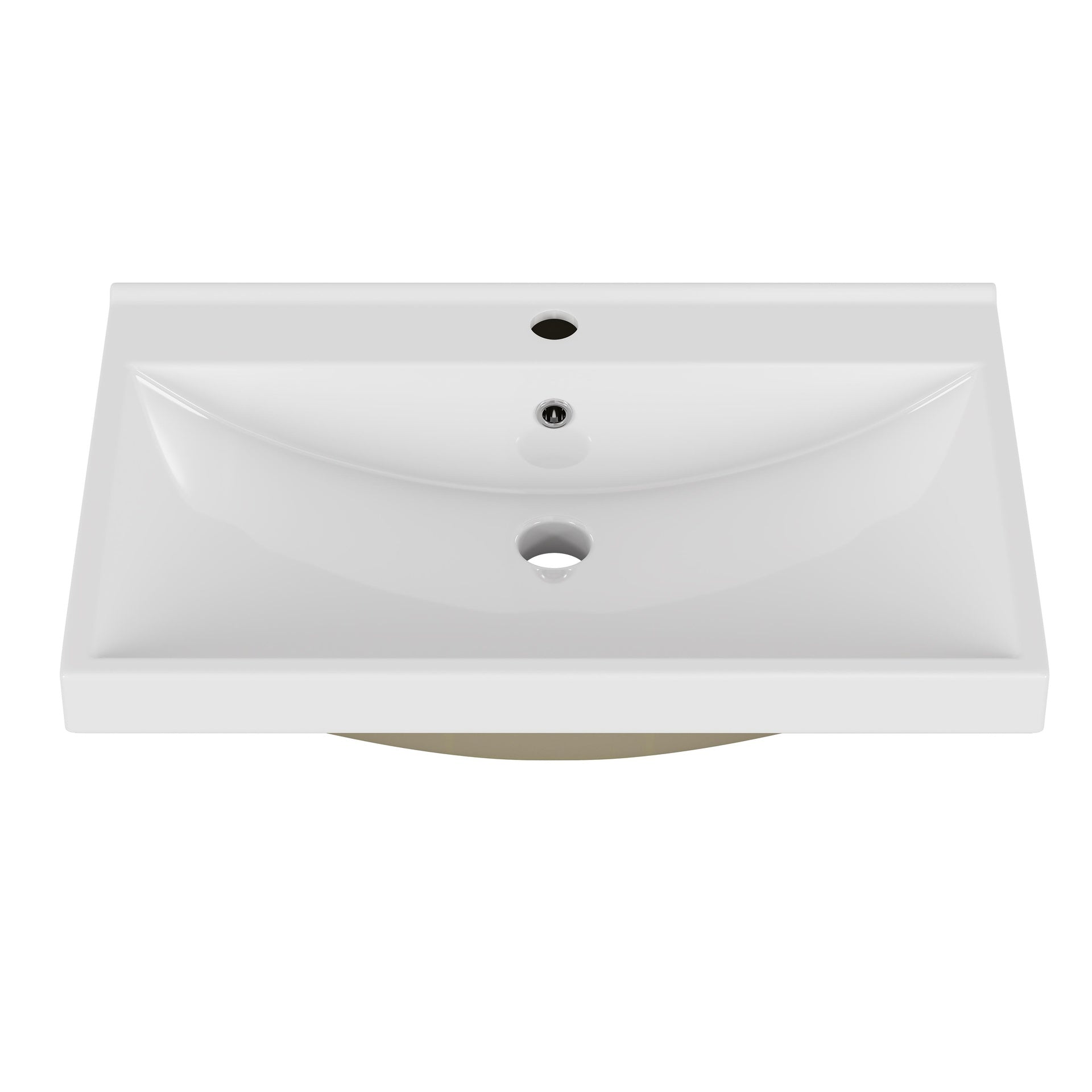 24 Inch Bathroom Vanity Sink Top,Ceramic Basin,2.6-inch Thickened Ceramic Basin,Does Not Include Faucet and Drain,Glossy White