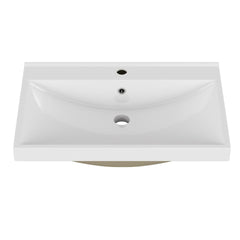 24 Inch Bathroom Vanity Sink Top,Ceramic Basin,2.6-inch Thickened Ceramic Basin,Does Not Include Faucet and Drain,Glossy White
