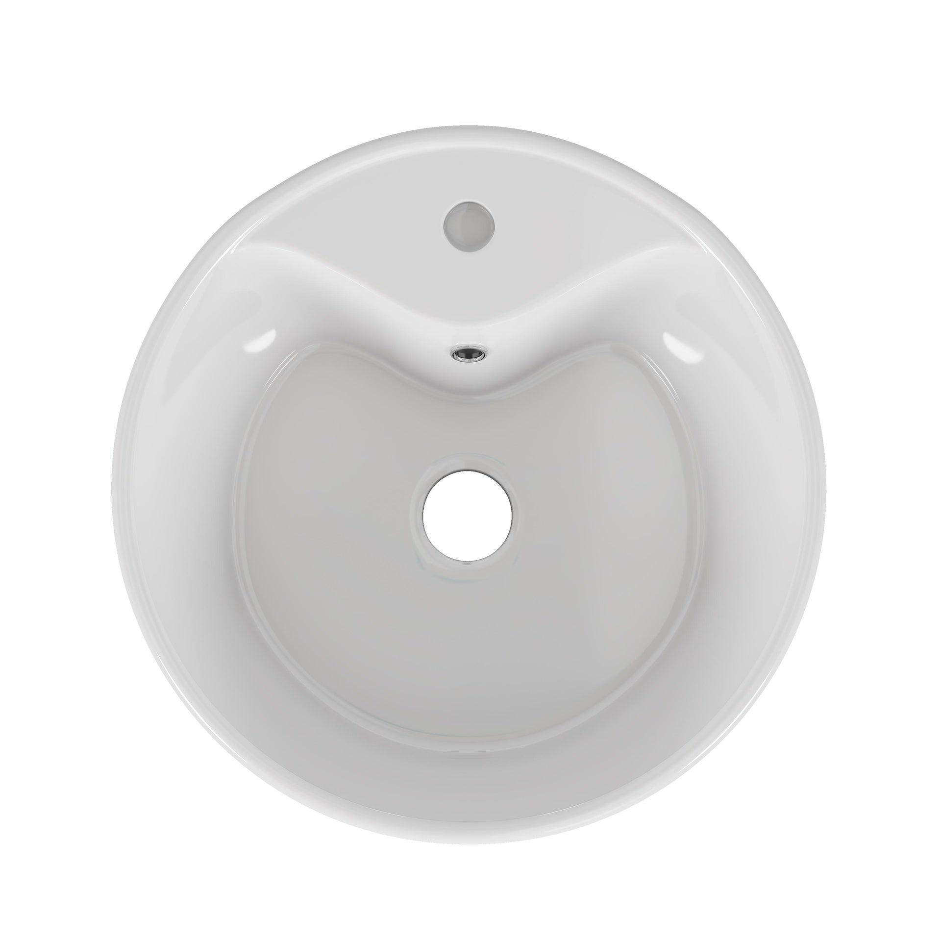 Bathroom Vessel Sink 15.7" x 5.7" Round Bowl Sink, Bathroom Countertop Round White Vanity Sink Basin,Ceramic Basin,Glossy White