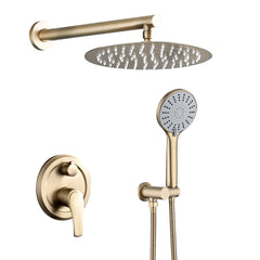 10 Inches Wall Mounted Shower with High Pressure Rain Shower Head and 5-Function Handheld Shower Head
