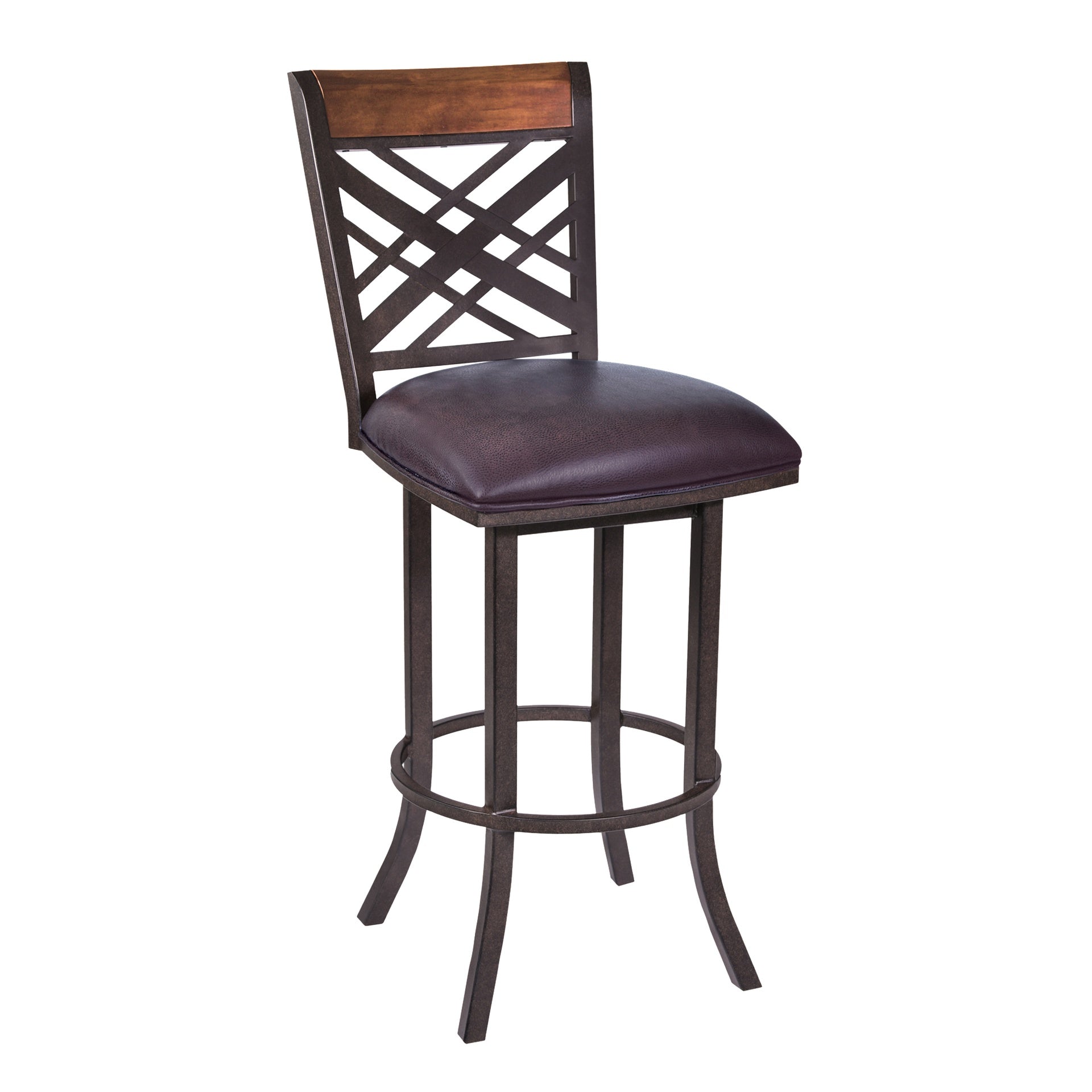Mivara 30" Barstool in Auburn Bay finish with Brown Pu upholstery