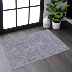 MAVAL Blue Washable Rug 2' x 3' Doormat Rug (Blue+Cream, 2' x 3')