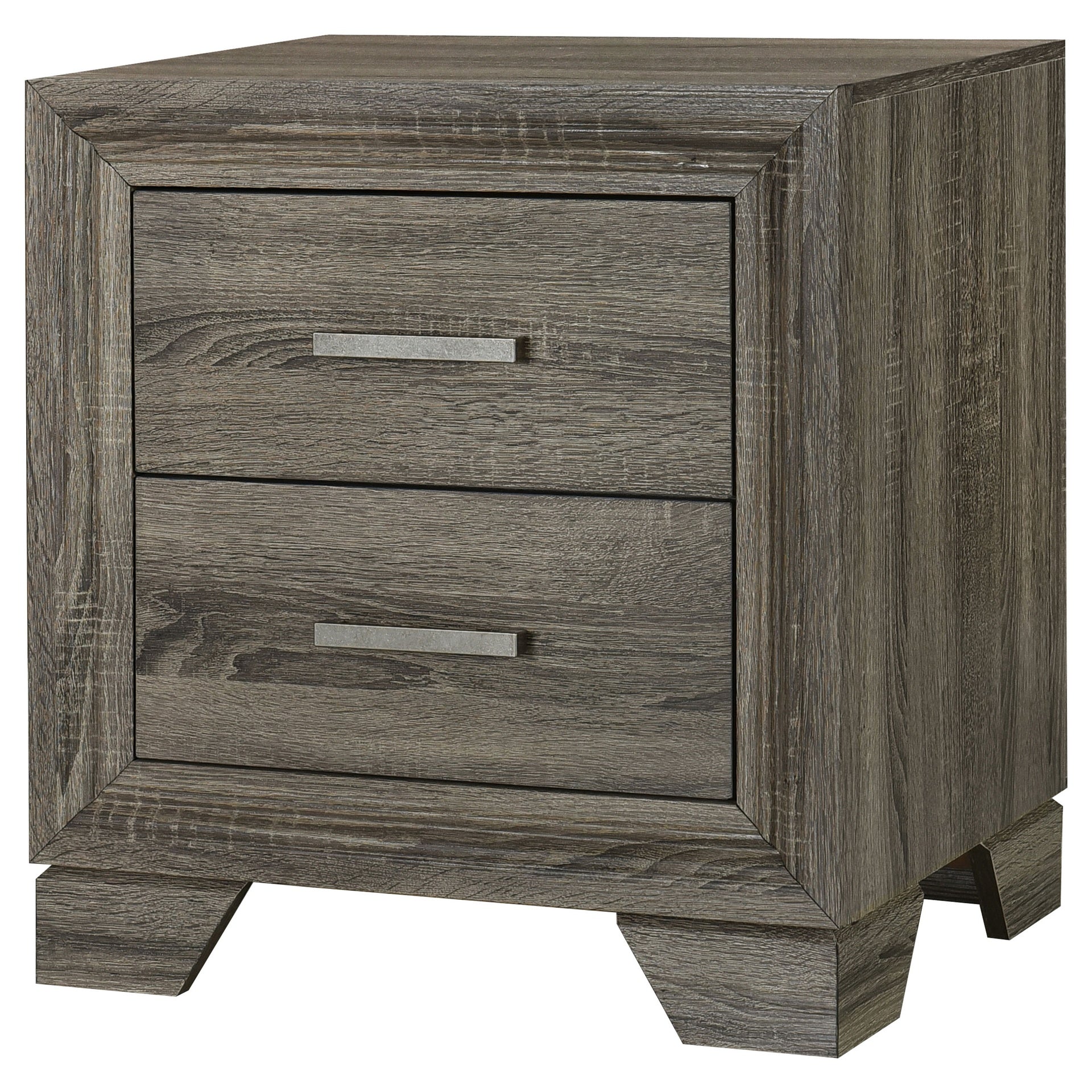 Funston Brown Oak 2-drawer Nightstand Bedside Table