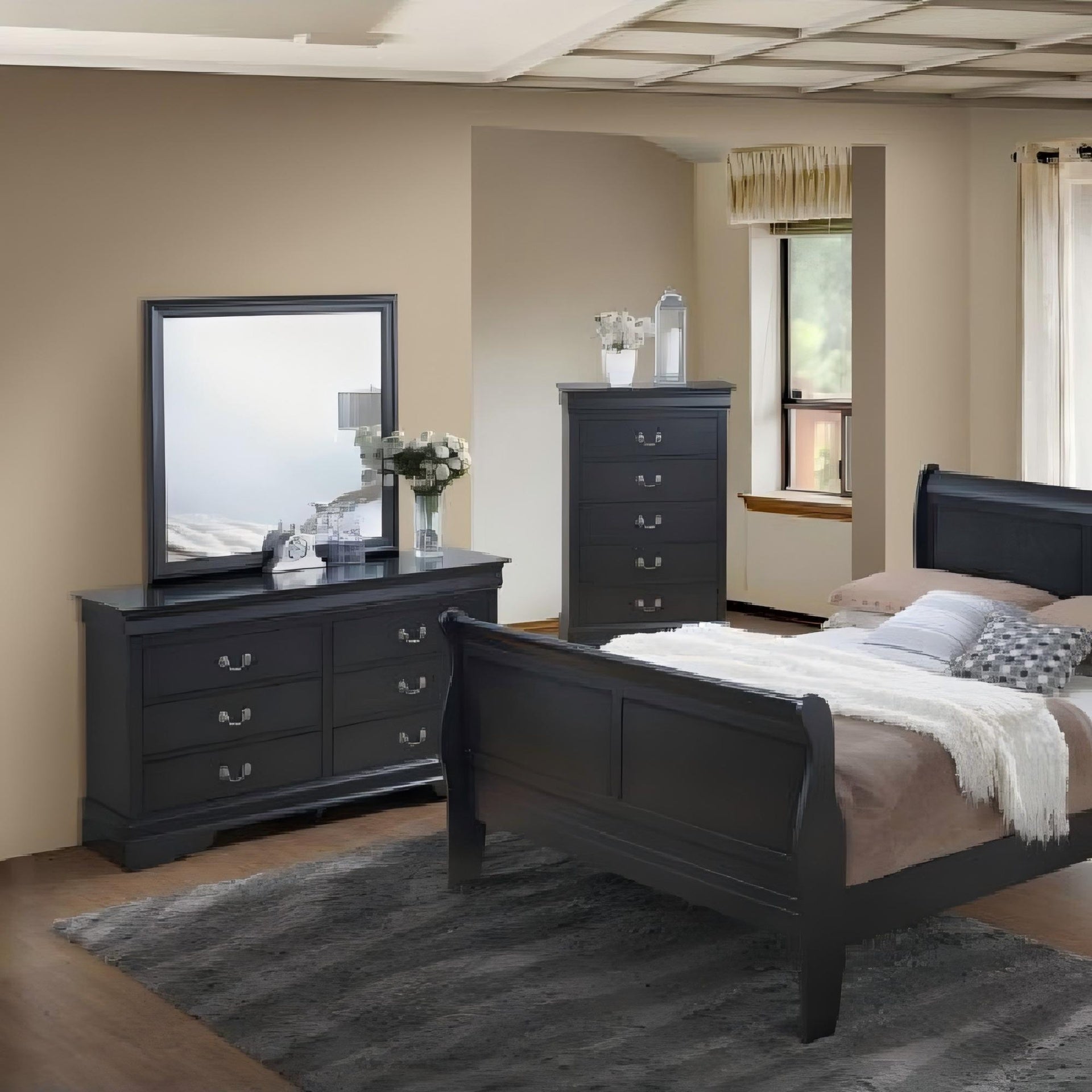 Elegant Black Traditional Dresser