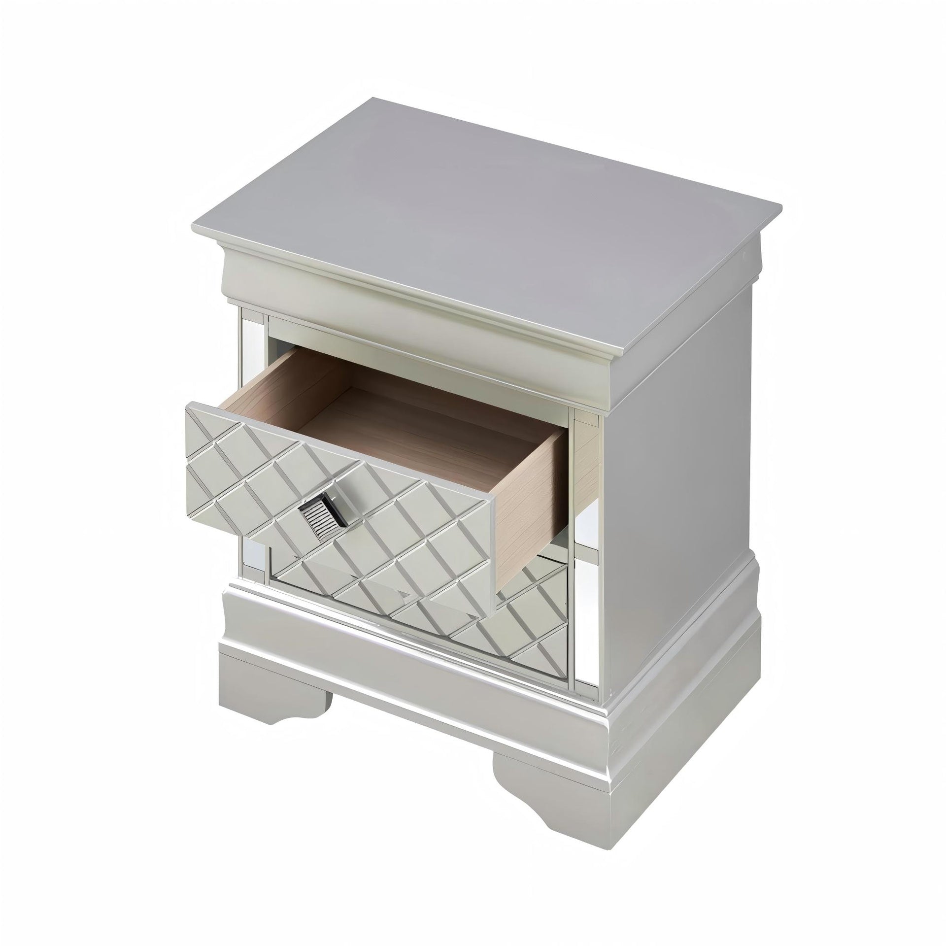 Sleek Silver Champagne Nightstand