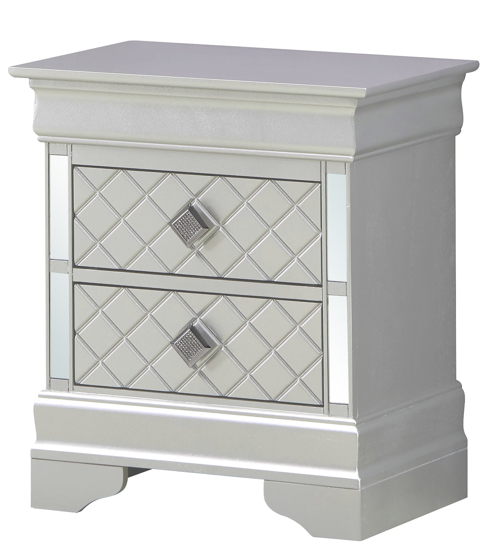 Sleek Silver Champagne Nightstand
