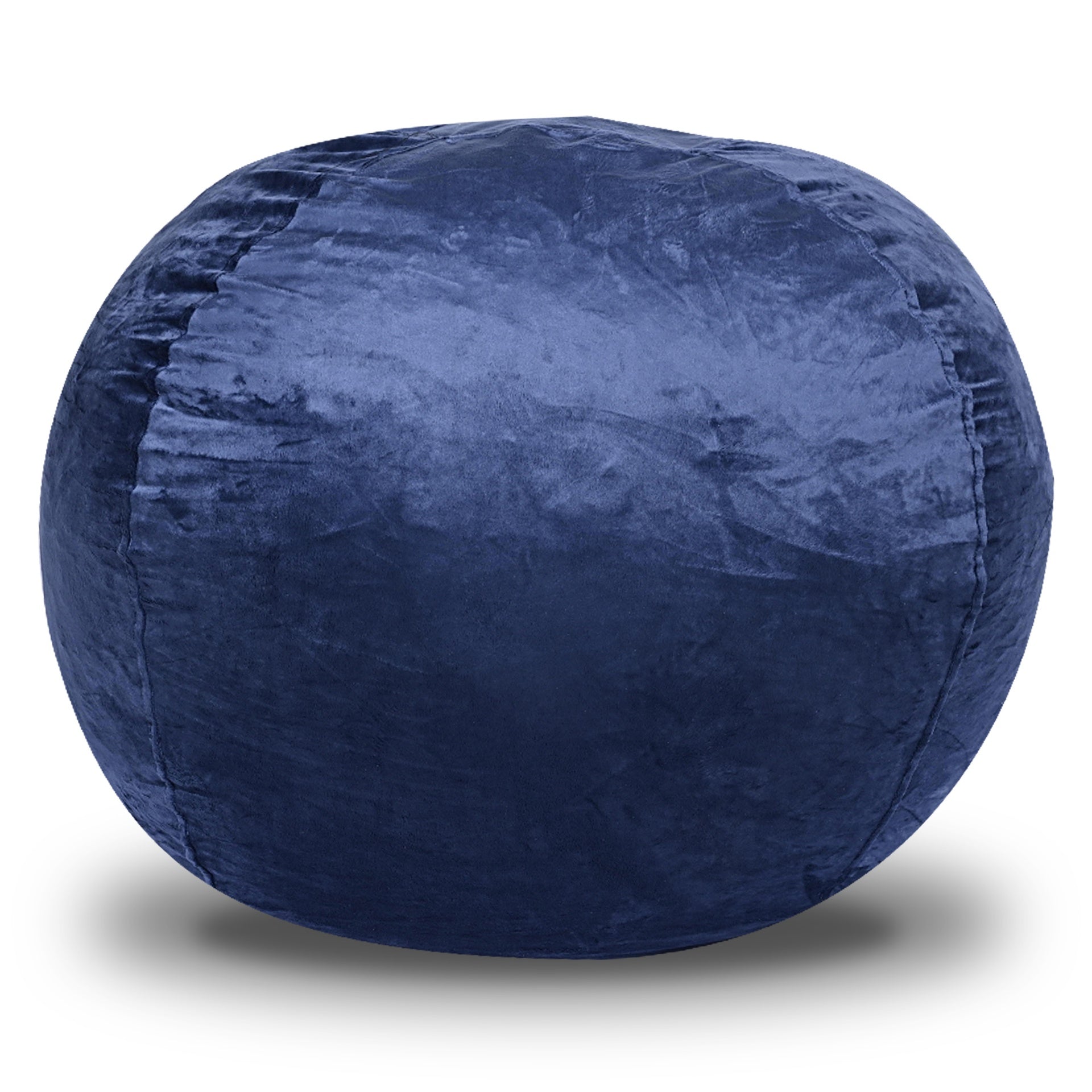 Minky Velvet Bean Bag Chair, Navy-5ft Plush Floor Chair for Kids and Adults w/ Washable Cover, Lounge Chair with Stretchable Fabric, Comfy Bedroom Chair, Filled with Shredded and Memory Foam.