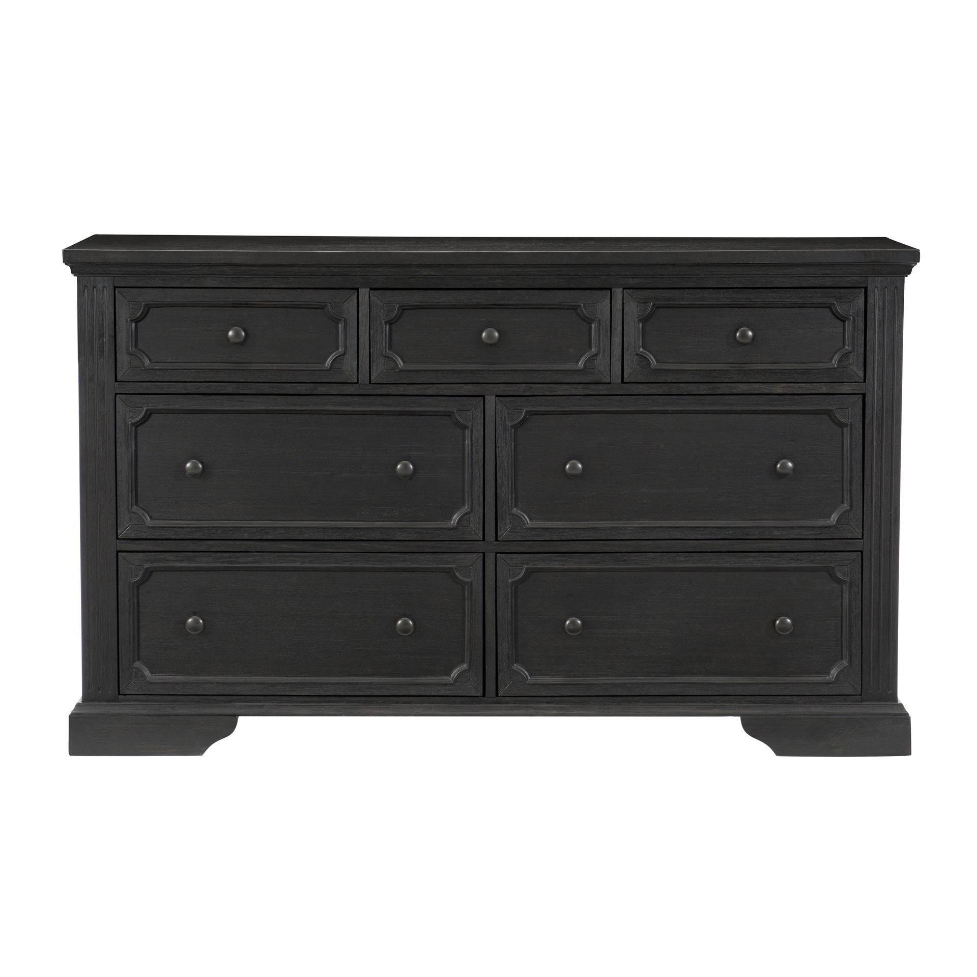 Charcoal Finish Traditional Dresser of 7 Storage Drawers Wooden Bedroom Furniture 1pc Rustic Style
