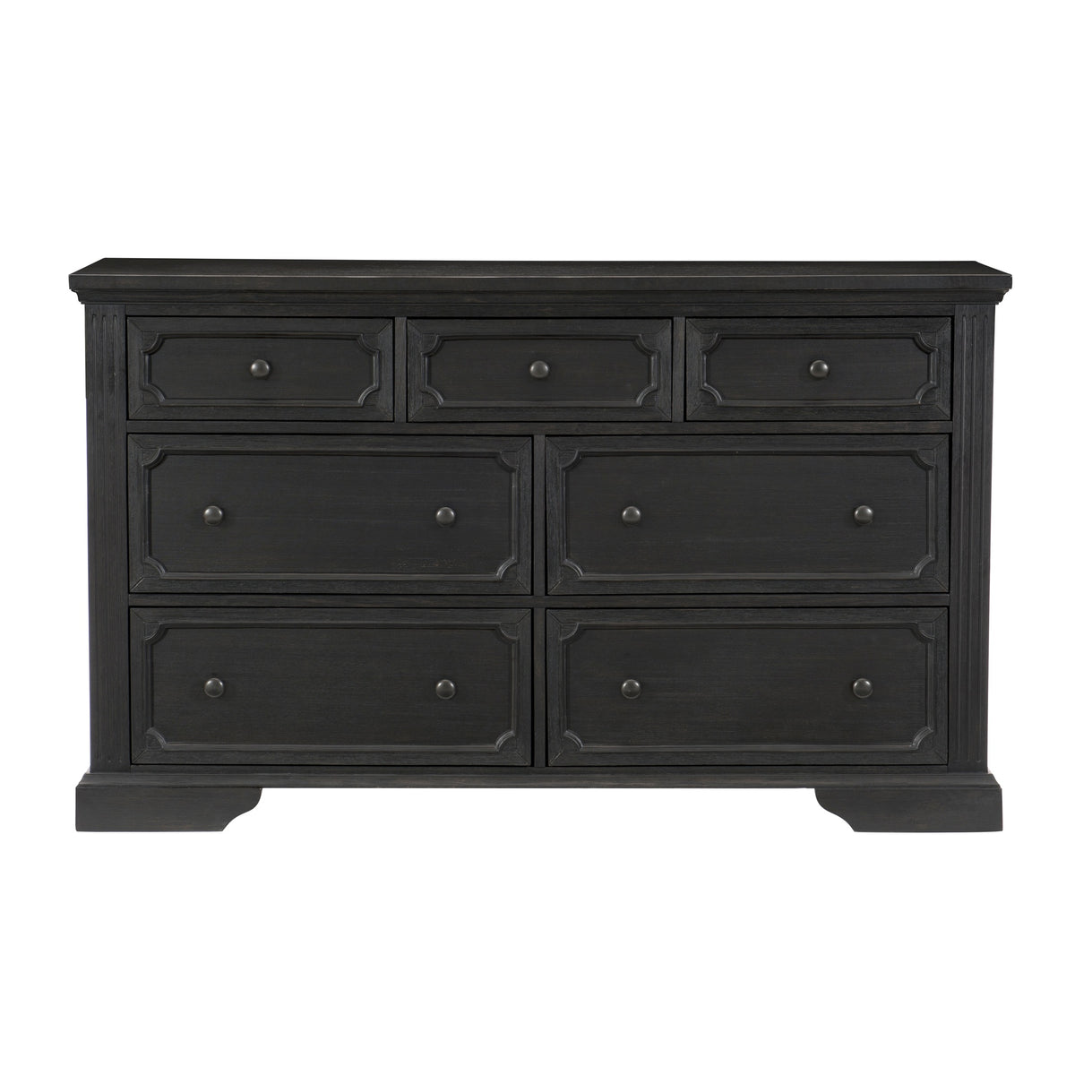 Charcoal Finish Traditional Dresser of 7 Storage Drawers Wooden Bedroom Furniture 1pc Rustic Style