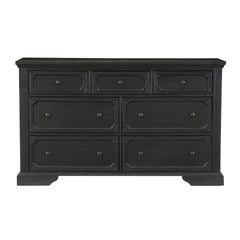 Charcoal Finish Traditional Dresser of 7 Storage Drawers Wooden Bedroom Furniture 1pc Rustic Style