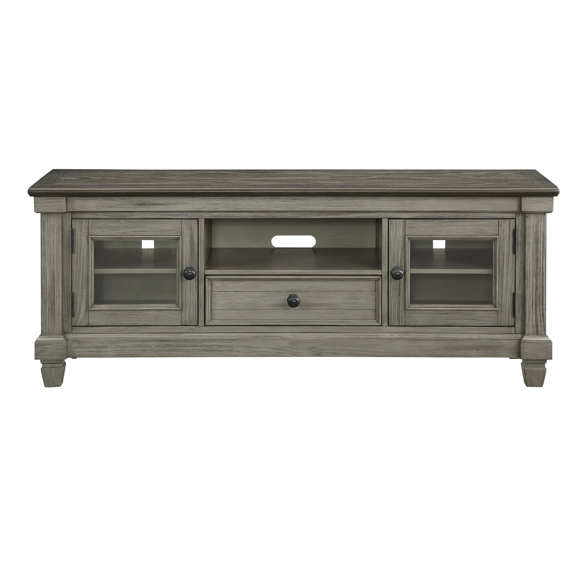1pc TV Stand with Drawer Storage Cabinets Wooden Living Room Furniture, Coffee and Antique Gray Finish TV Console Table