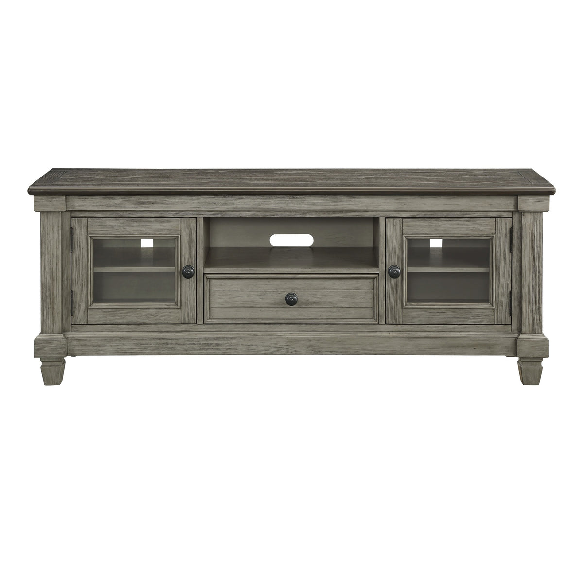 1pc TV Stand with Drawer Storage Cabinets Wooden Living Room Furniture, Coffee and Antique Gray Finish TV Console Table