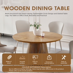 Wooden dining table, modern round kitchen dining table, fashionable design, suitable for family gatherings, multi-functional and space-saving, suitable for living room and dining room