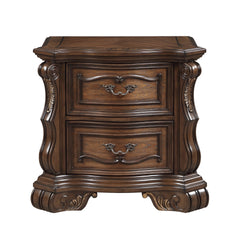 Formal Traditional Dark Brown Finish Luxury Nightstand of 2x Drawers Gold Accent Detailing Bedroom Furniture 1pc Bedside Cabinet