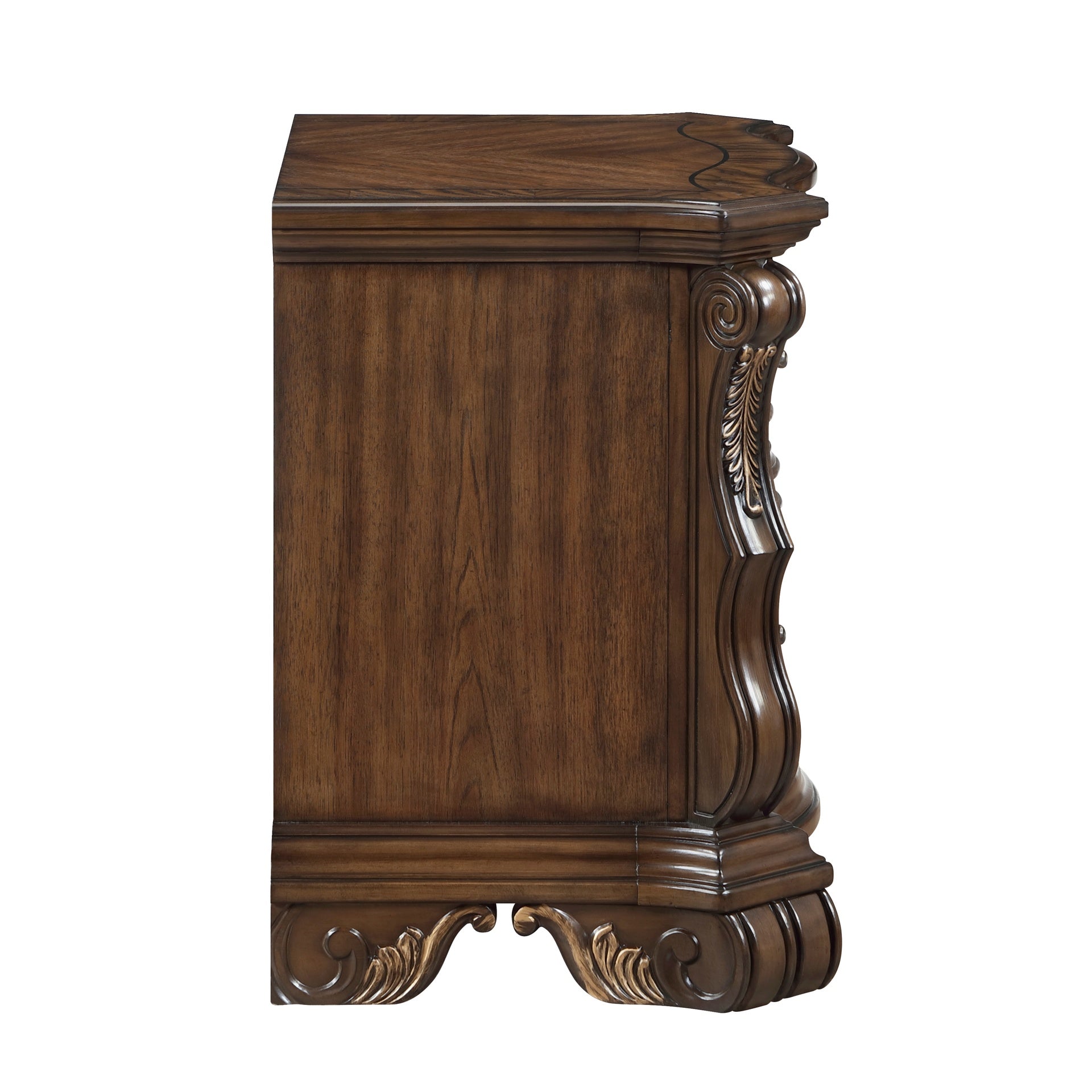 Formal Traditional Dark Brown Finish Luxury Nightstand of 2x Drawers Gold Accent Detailing Bedroom Furniture 1pc Bedside Cabinet