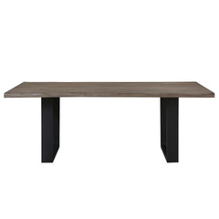 Black and Oak Finish Contemporary Dining Table 1pc Metal Base Wooden Furniture