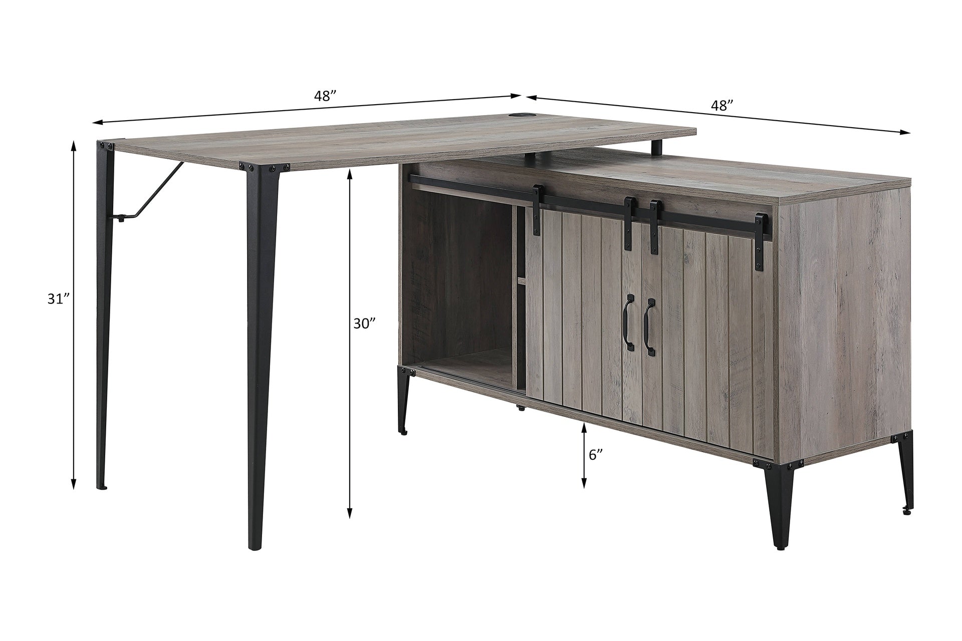 Zakwani 48" Gray Oak & Black Finish Writing Desk