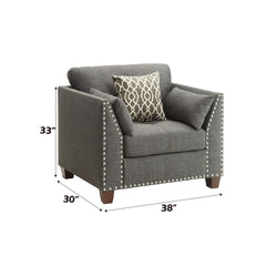 Laurissa Light Charcoal Linen Chair W/3 Pillows